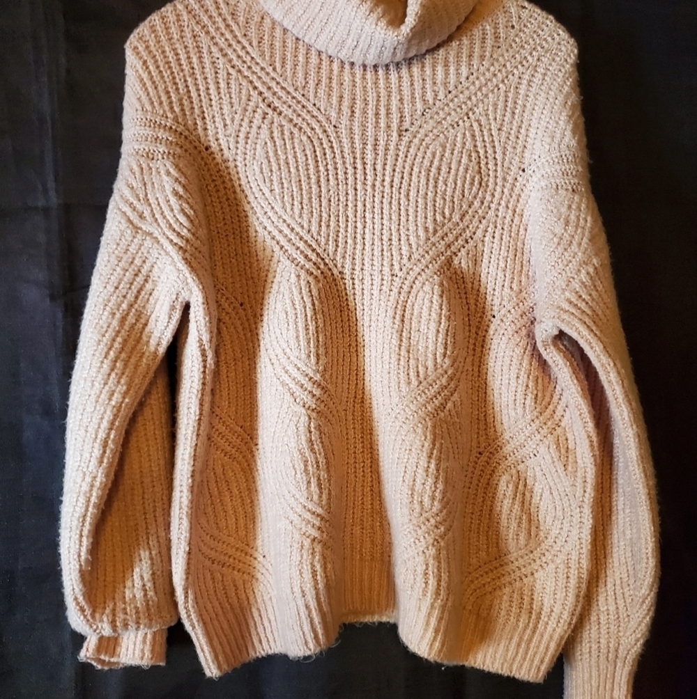 Caslon Pink Turtleneck Sweater Small Chic Cable Knit Cowl Neck New Without Tags - Picture 10 of 14